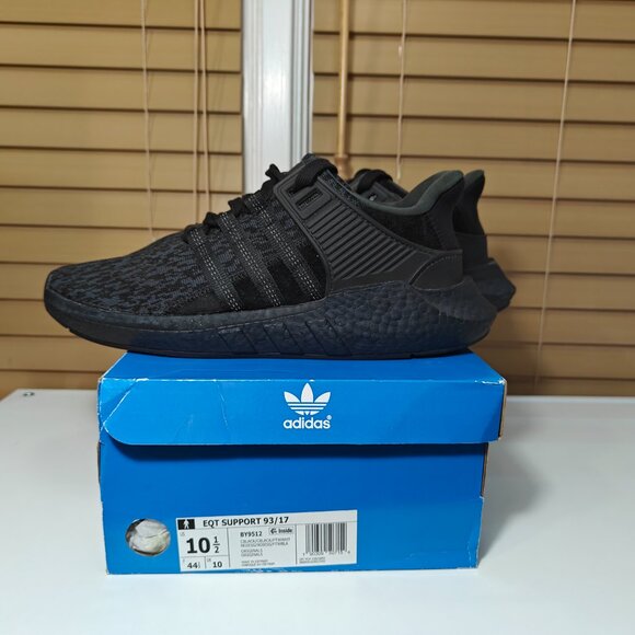 Brand new Adidas EQT Support 93/17 Triple Black Sneakers BY9512 Mens US 10.5 - Picture 2 of 12